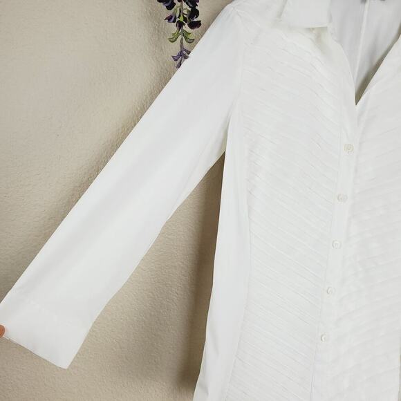 Lafayette 148 New York Long Sleeves Button Up Women Casual Classic White Top - Picture 4 of 13